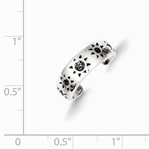 Antiqued Sun Toe Ring in Sterling Silver - Picture 2 of 3